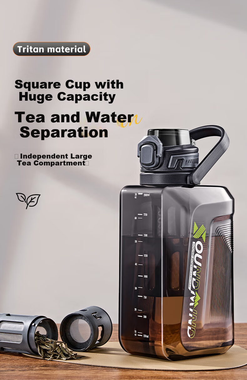 CICA Tea Infuser Mug for Men, Large Capacity Water Bottle, Tritan Tondun Bucket, Outdoor Sports Military Training Water Cup 1