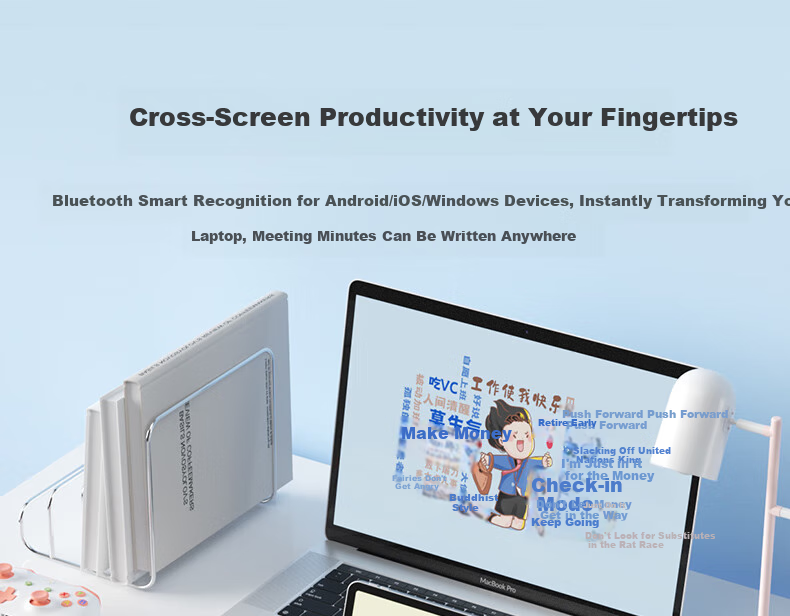 BOW Hangshi X19 Wireless Bluetooth Keyboard, Ultra-Thin, Quiet, Suitable for Office Use, Compatible with Apple, Xiaomi, Huawei Phones, IPad Tablets, Laptops, Universal Rechargeable Keyboard, Elegant White 4