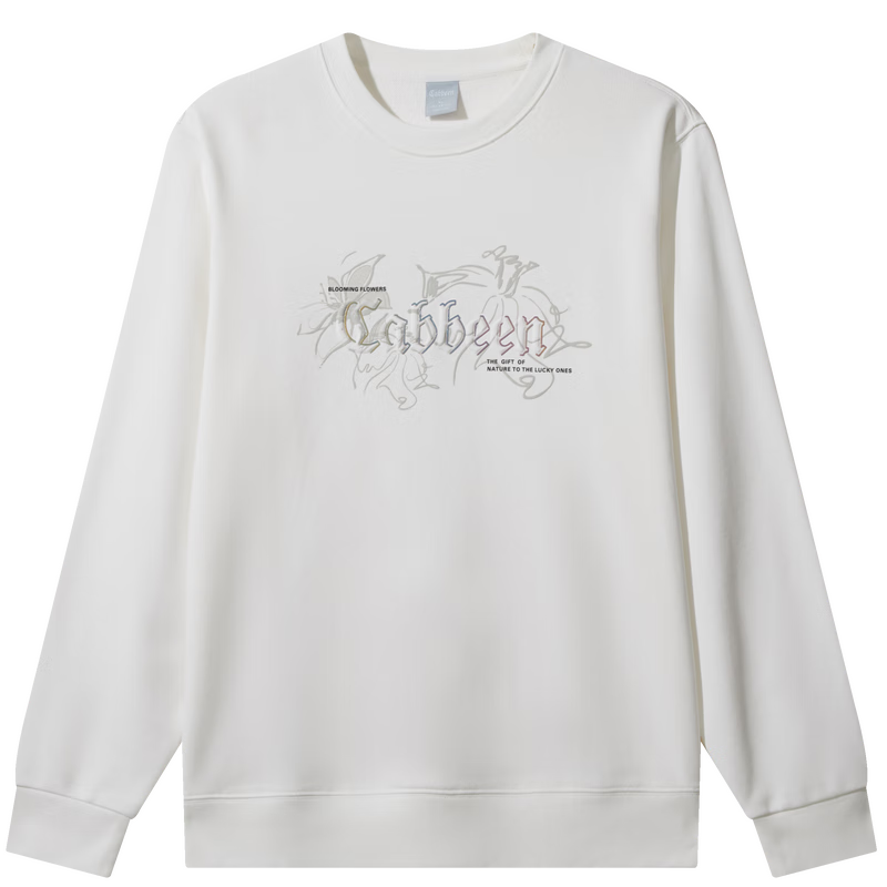 CABBEEN 340G Cotton Sweatshirt Men’s Dot Print Fleece Foam Design Winter Long Sleeve Sweatshirt