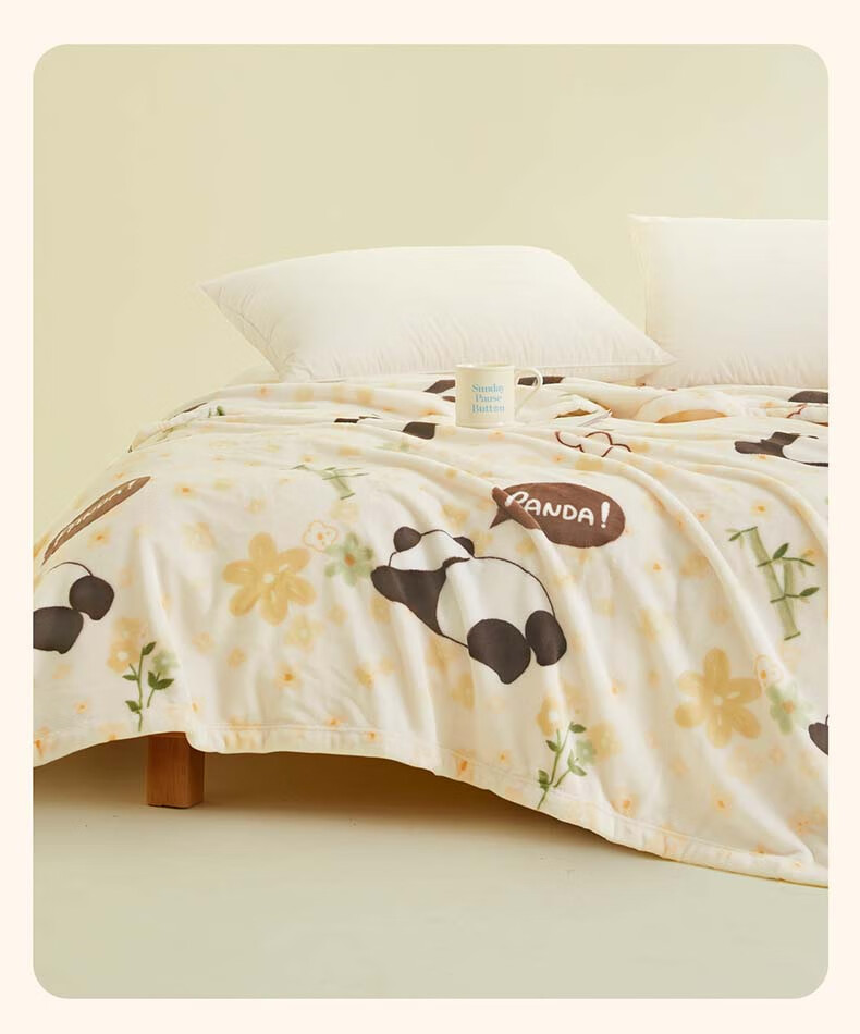 BEYOND Home Textile Flannel Coral Fleece Blanket Thin Throw Blanket Air Conditioning Blanket Small Bear (Yellow) 150*200cm 5
