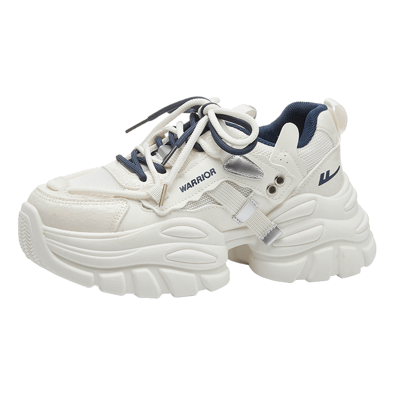 Huili Official Women's Shoes, 2026 Summer New Style Sneakers for Women, Height-Increasing Dad Shoes, Casual Women's Shoes, Beige Deep Blue, Size 40