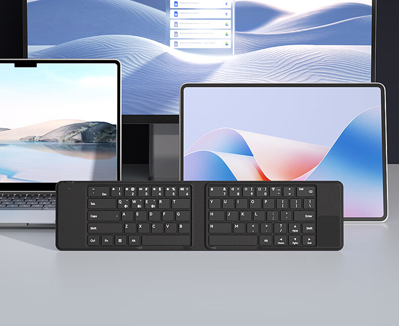 B.O.W Hangshi HB168 [Huawei DFH Brand Authorized] Foldable Silent Bluetooth Rechargeable Keyboard Wireless Portable 64-Key Keyboard for Mobile Phones, Laptops, and Tablets Black 18