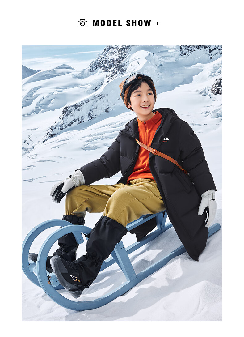 ERKE Kids Boys and Girls Warm Winter Windproof Long Down Jacket Black 130 6