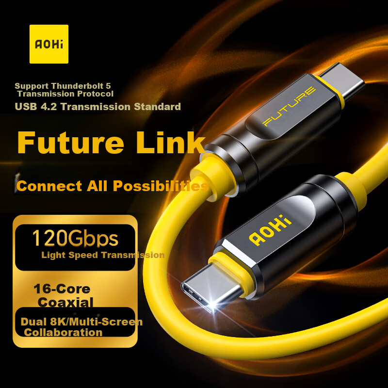 Aohi Adonis USB4 2.0 Fast Charging Data Cable, PD240W Full-Function 120Gbps Transmission, Dual Type-C, HD 8K Video Display, Screen Casting, Expansion Dock