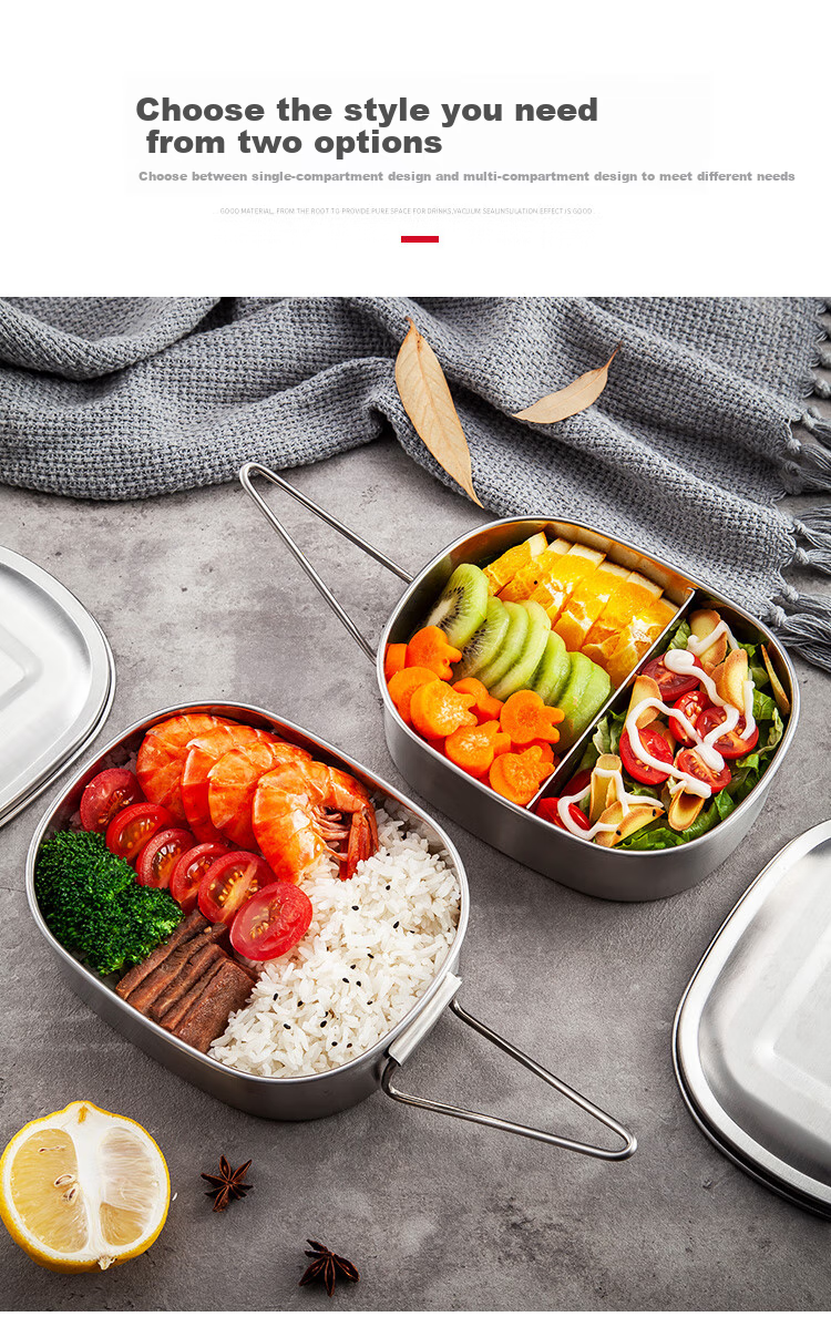 MAXCOOK Lunch Box, Meal Container, Bento Box, 304 Stainless Steel Double-Layer Student 13.5cm with Handle MCFT5329 3