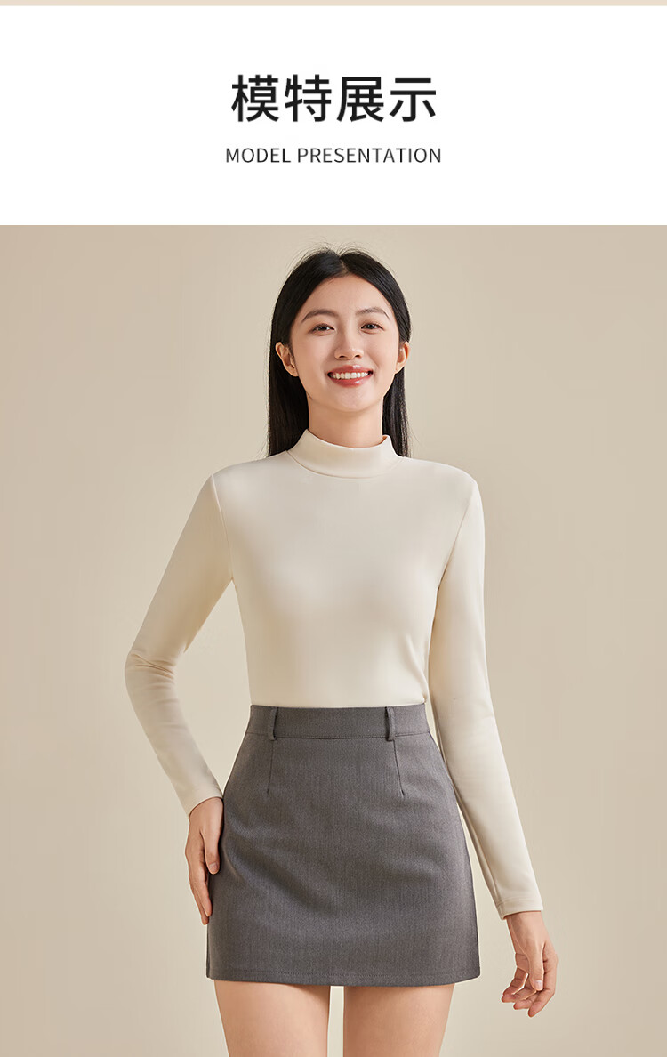 LangSha Women's Half Turtleneck Base Shirt Spring and Autumn Double-Sided Velvet Thermal Top Outerwear Autumn Shirt 17