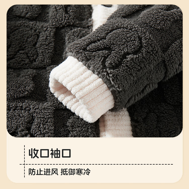 LangSha Fleece-Lined Thickened Flannel Children's Pajama Set Autumn Winter Boys Sleepwear Warm Clothes 9