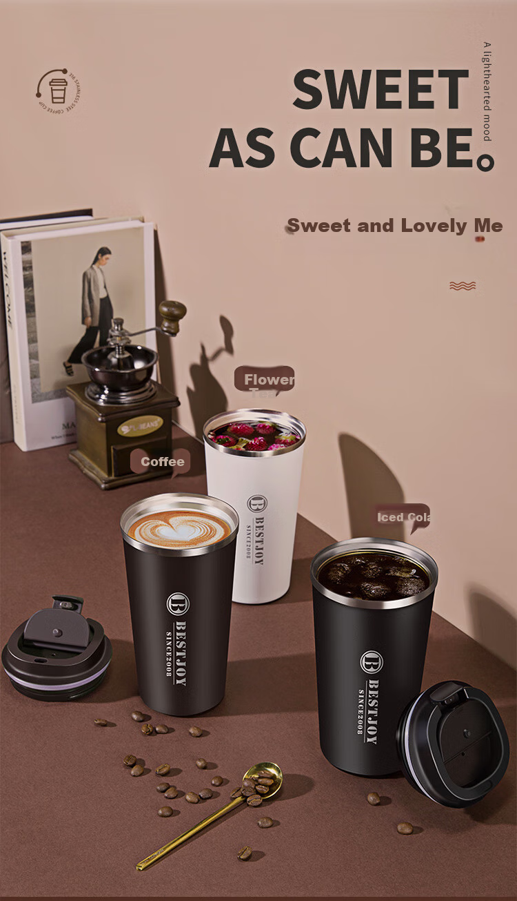 FUGURNG BESTJOY Coffee Mug, Fully Automatic Stirring Cup, 316 Stainless Steel Insulated Cup, Magnetic Electric Coffee Maker for Milk Powder, 400ml 10