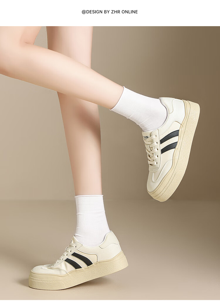 ZHR ZEZHE Summer Women's Mesh Lightweight Thick-Soled Breathable White Sneakers KS109E Beige Black Size 38 10