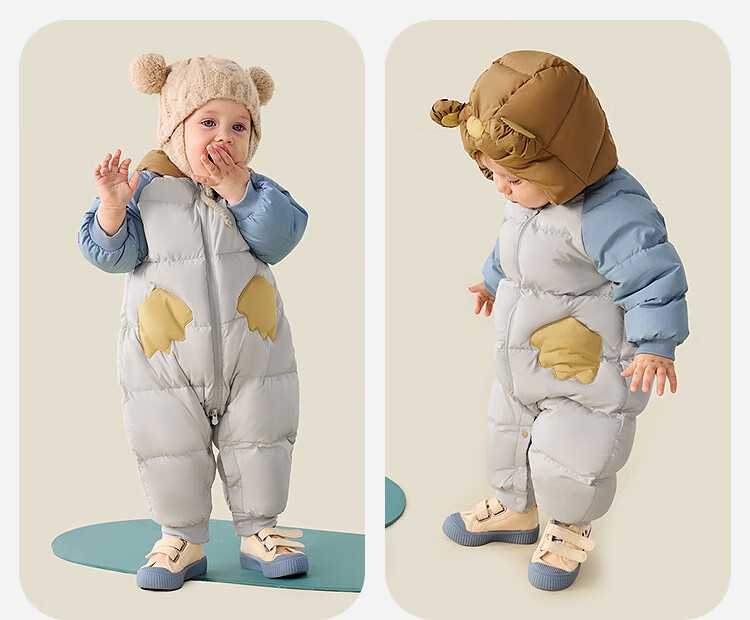 Minibala Bala Waterproof Down Jumpsuit Baby Clothes Bear Romper Boys Girls Thickened Down Onesie 11