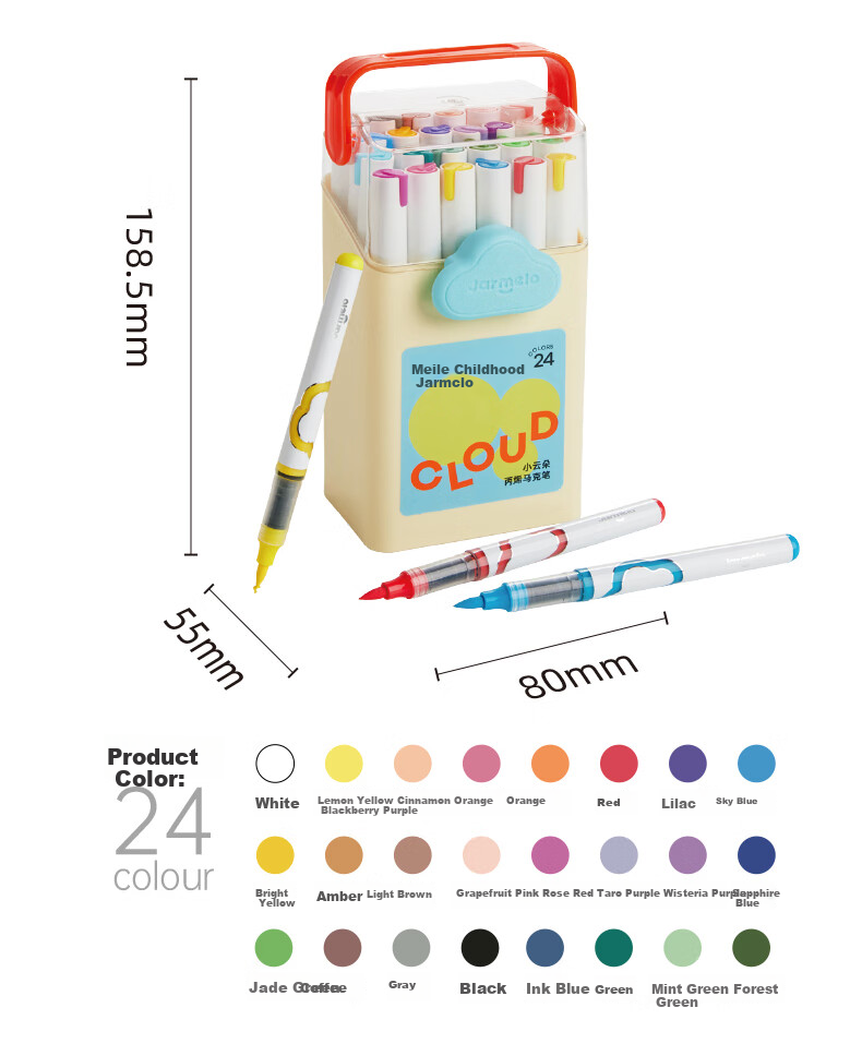 Meiletongnian Xiaoyunduo Direct Liquid Acrylic Markers, 36 Colors, Watercolor Pens, Non-Toxic And Washable, for Children, Kindergarten, Elementary School Students, Colorful Pens, Non-Translucent, Stackable Colors, Drawing Paint Pens, Painting Brushes 28