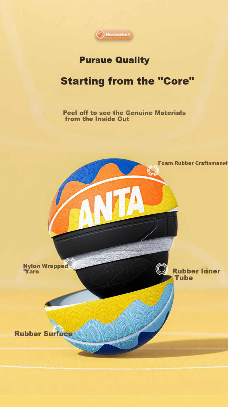 ANTA Basketball for Kids Size 5, Preschool And Elementary School Students, Youth Indoor And Outdoor Wear-Resistant Rubber Size 7 Basketball, Colorful Blue Size 7 4