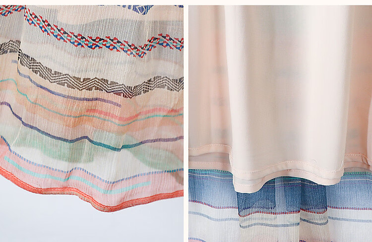 Dme [Independent Rose] Summer Vacation Style Mulberry Silk Striped Sleeveless Dress for Wome 4