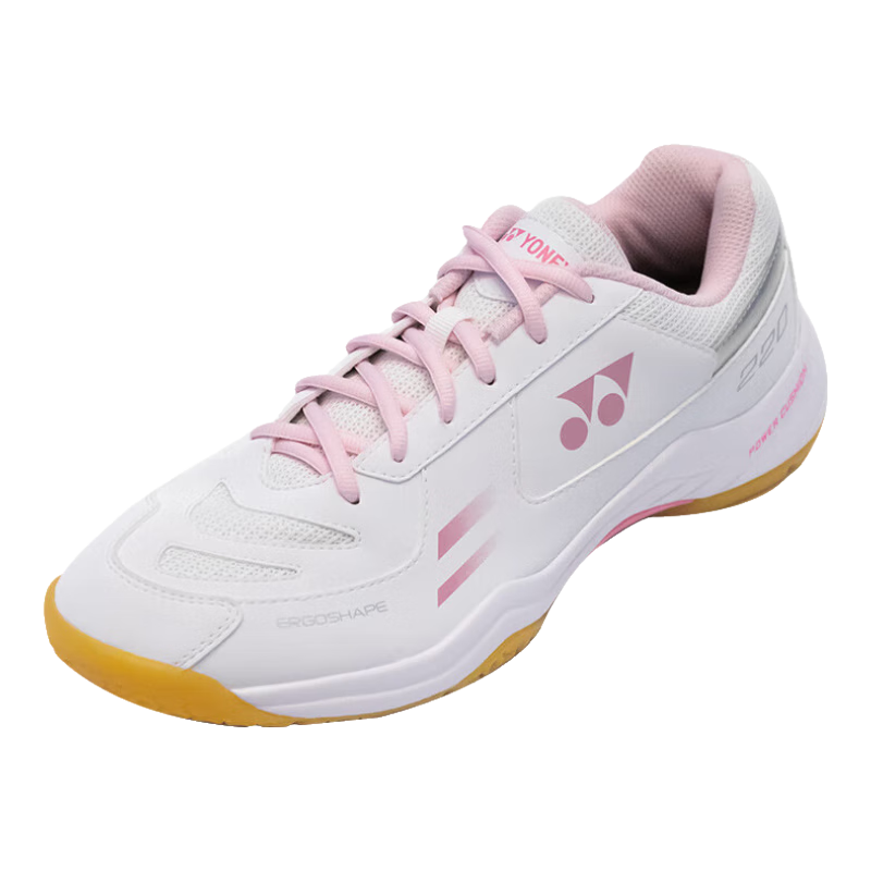 YONEX Badminton Shoes for Women, Ultra-Light Breathable Shock-Absorbing Sports Shoes SHB220CR White/Pink 38