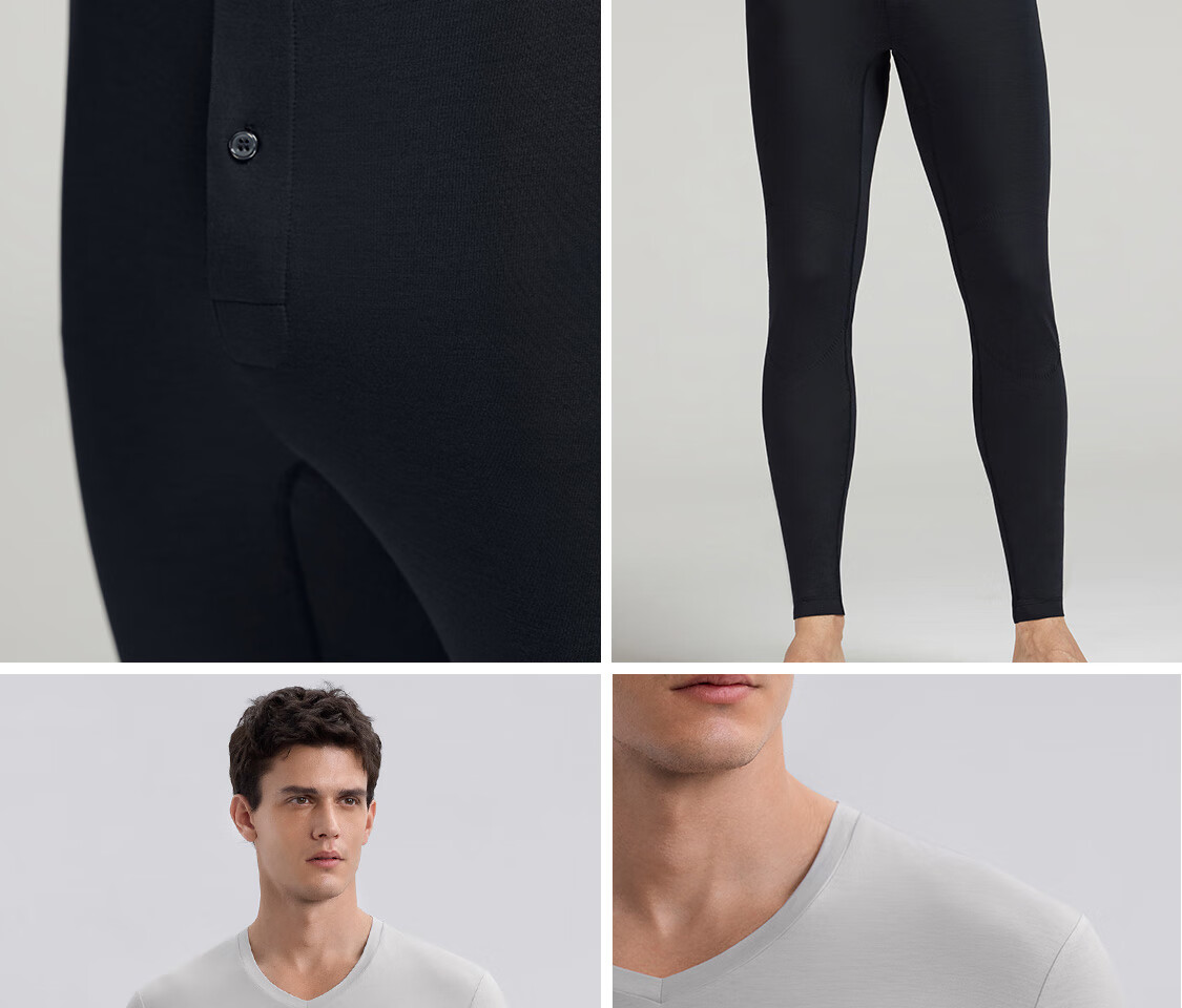 Aimer Men's Thermal Underwear, Thin Base Layer Set, Antibacterial And Anti-Static, NS74K461, Blue, Size 170 30