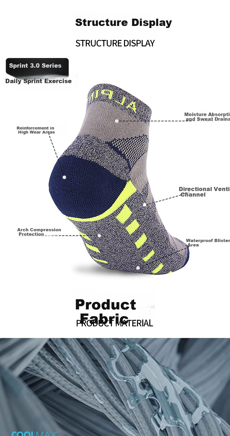 ALPINT MOUNTAIN Er'mengduo CoolMax Marathon Professional Running Socks, Women's Hiking Socks, Trekking Socks, Short Sports Socks 2