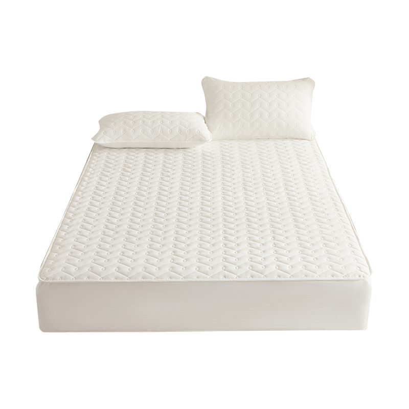 MUJI Class A Cotton Quilted Fitted Sheet Single Pure Cotton Mattress Protector Full Coverage Fitted Sheet 1.5x2m Bed