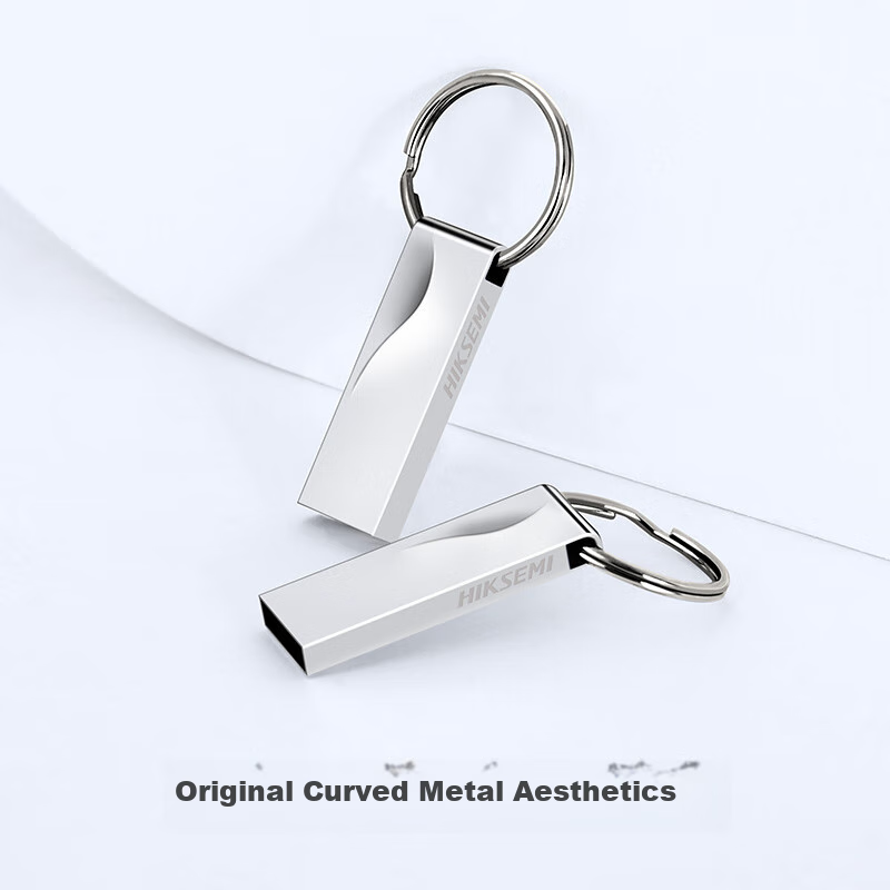 HIKVISION 4GB USB2.0 Metal Flash Drive X201 Silver, Dustproof Waterproof Portable Ring, Computer Car-Mounted Bidding High-Speed USB Drive System Disk