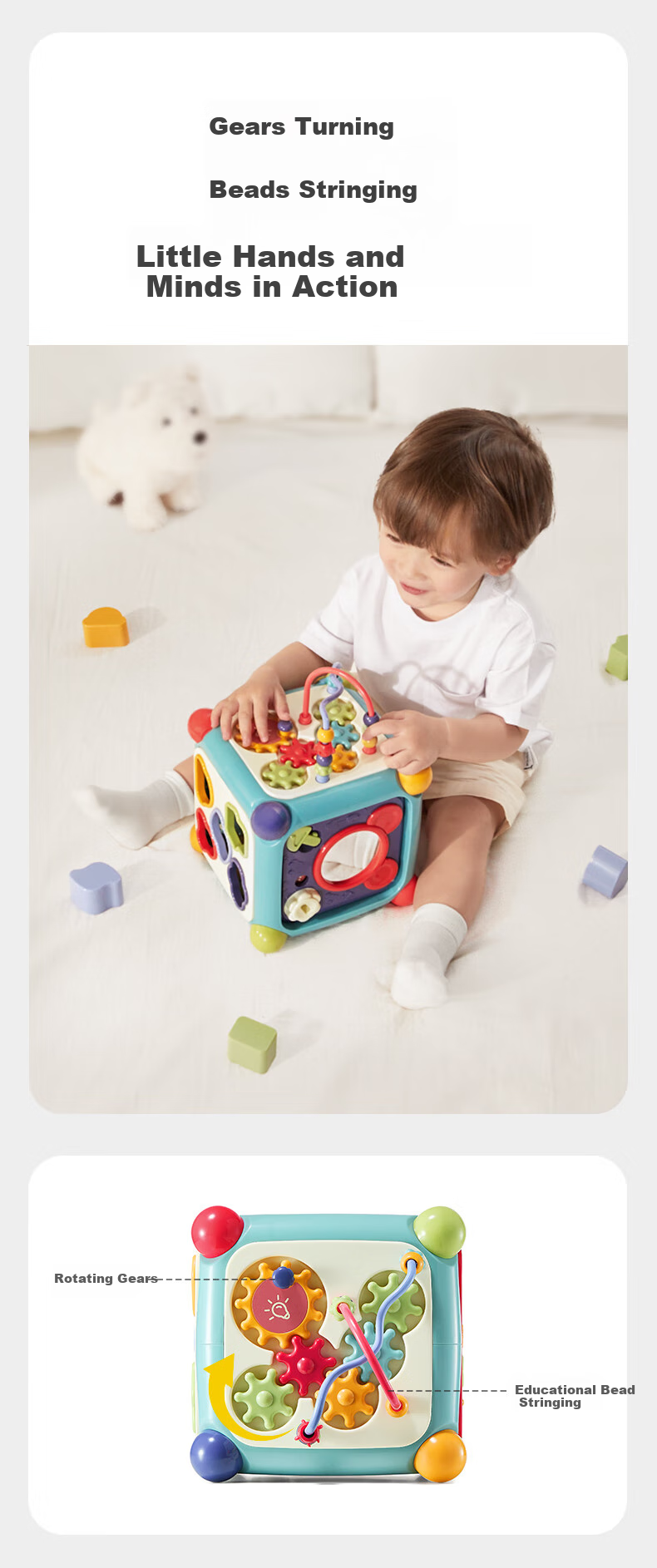Babycare Six-Sided Box Multifunctional Baby Toy, Shape Matching Cognitive Building Blocks House, Koni Lain'er Children's Birthday And First-Year Gift 6