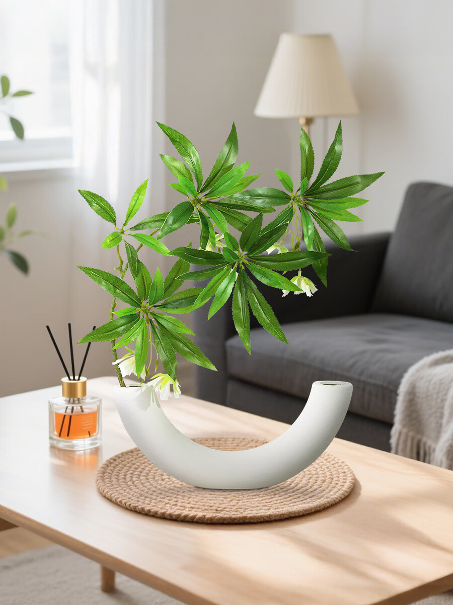 Qiju Yaji Artificial Green Plant Water Stone Banyan Entrance Hall Homestay Tea Room INS Style Decorative Indoor Landscape Ornament with Vase 20351 3