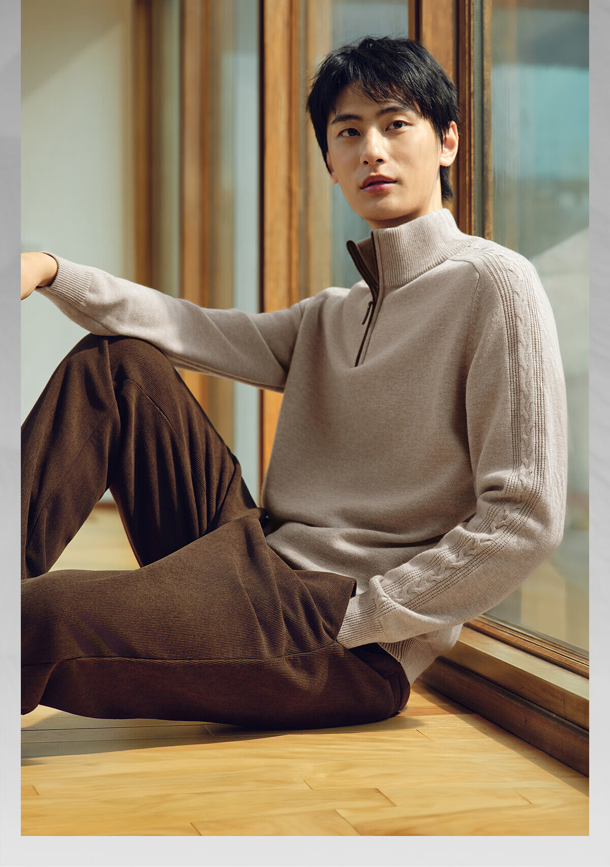 Hodo Heavyweight 100% Wool Men's Casual Half-Zip Thick Cable Knit Sweater 2