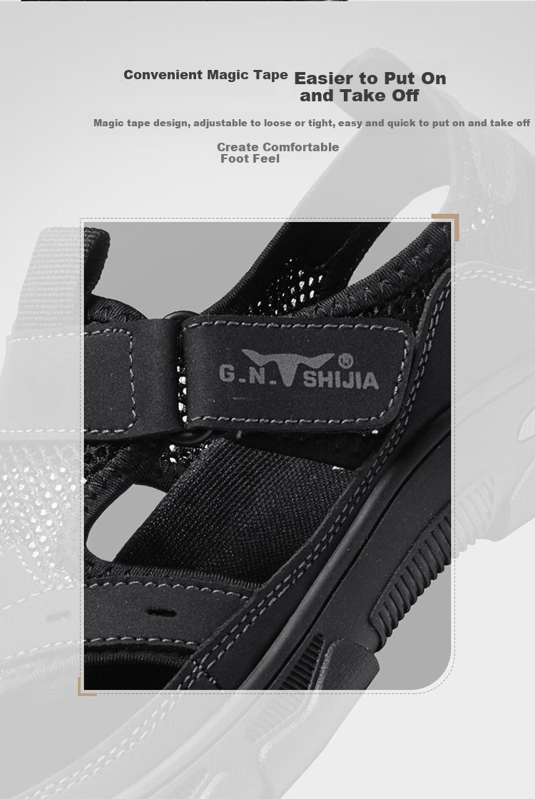 Bull Family Summer Sandals Men's Breathable Hollow Outdoor Beach Shoes Casual Hiking Water Shoes 4