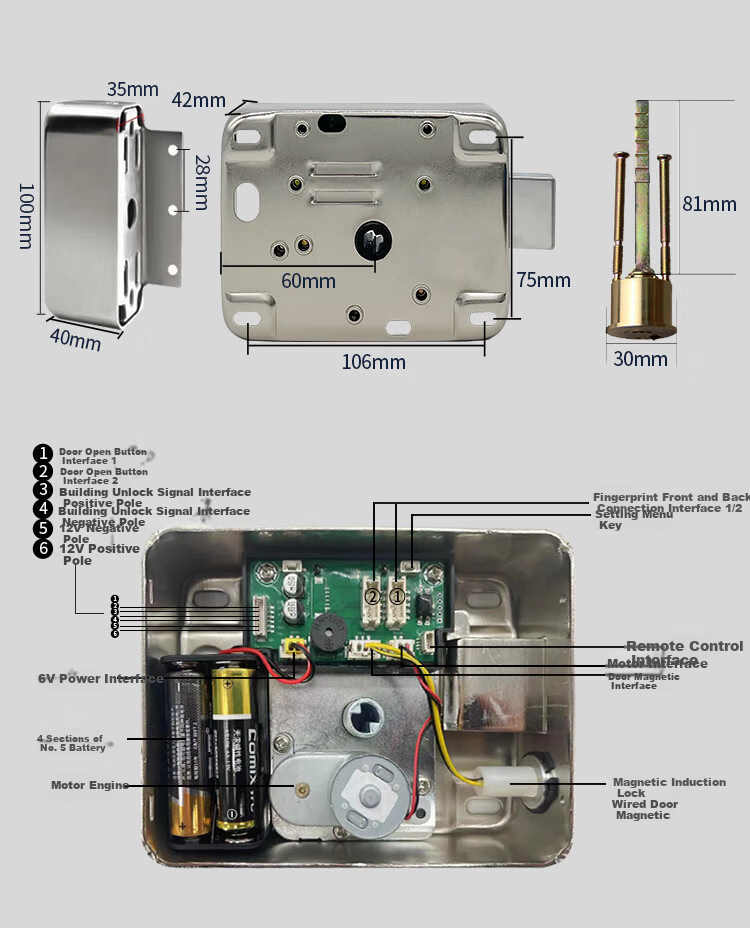 GSON Fingerprint Lock Password Lock Outdoor Waterproof Anti-Theft Door No Wiring Required Courtyard Gate Smart Old-Style Anti-Theft Door Fingerprint Lock 13