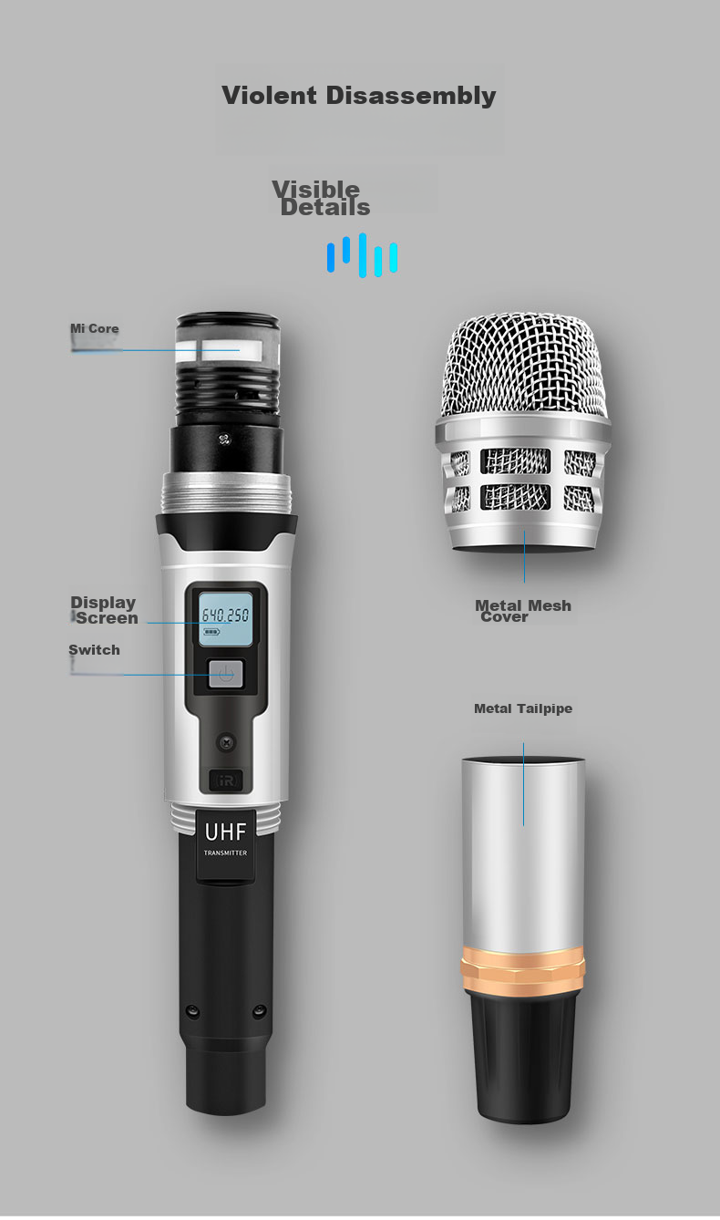SAST OK-106 Wireless Microphone System, Dual-Channel UHF Wireless Microphones, Professional Karaoke Microphones for Home KTV, Stage Singing, Meetings, And Hosting 14