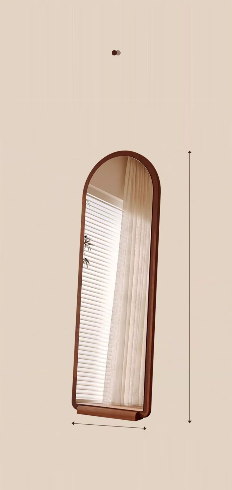 Huakai Star Full-Length Mirror Home Bedroom Dressing Mirror Dormitory Floor Mirror Wall-Mounted Mirror JY90 Wooden Base Coffee 160*50 18
