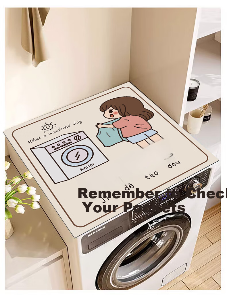 Keruier Washing Machine Cover, Waterproof And Sun-Proof, Diatomaceous Earth Dust-Proof Cover, Refrigerator Top Non-Slip Washable Absorbent Pad, Bedside Table Universal Mat, 60*60cm 14