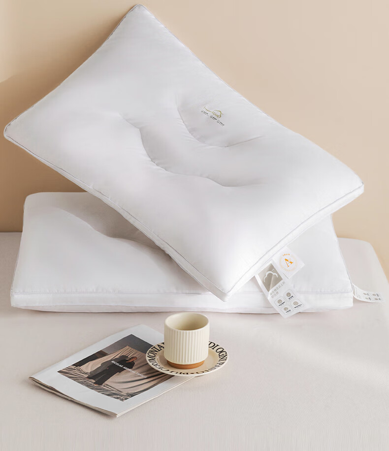 Hengyuanxiang Class A Antibacterial Pure Cotton Pillow, Triple Protection Waterproof Stain-Resistant Hotel Pillow, Dormitory Neck Support Pillow, Single Piece 10cm 2