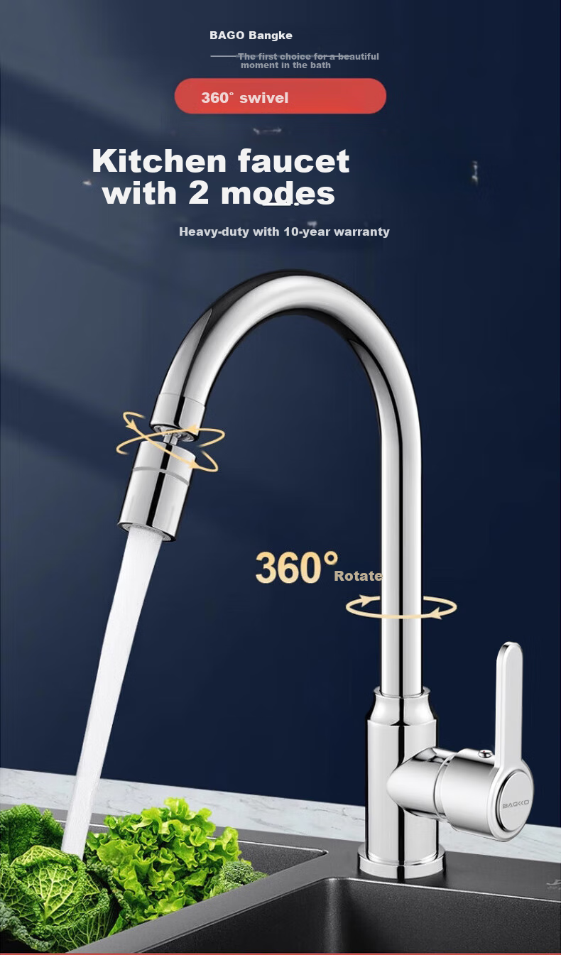 Bangke Kitchen Faucet with Hot And Cold Water, Double Temperature Sink Tap for Washing Dishes And Vegetables, Anti-Splash Washbasin Faucet B-LT001 2