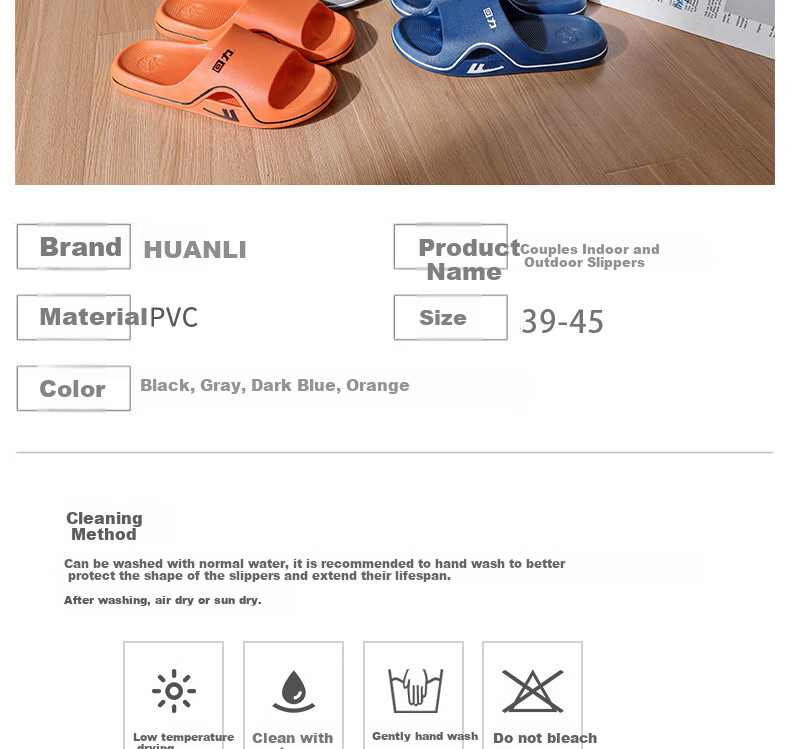 Huili Four Seasons Trendy Sandals, Fashionable Indoor And Outdoor Non-Slip Lightweight Comfortable Men's Slippers HL3920 Dark Blue Size 41 8