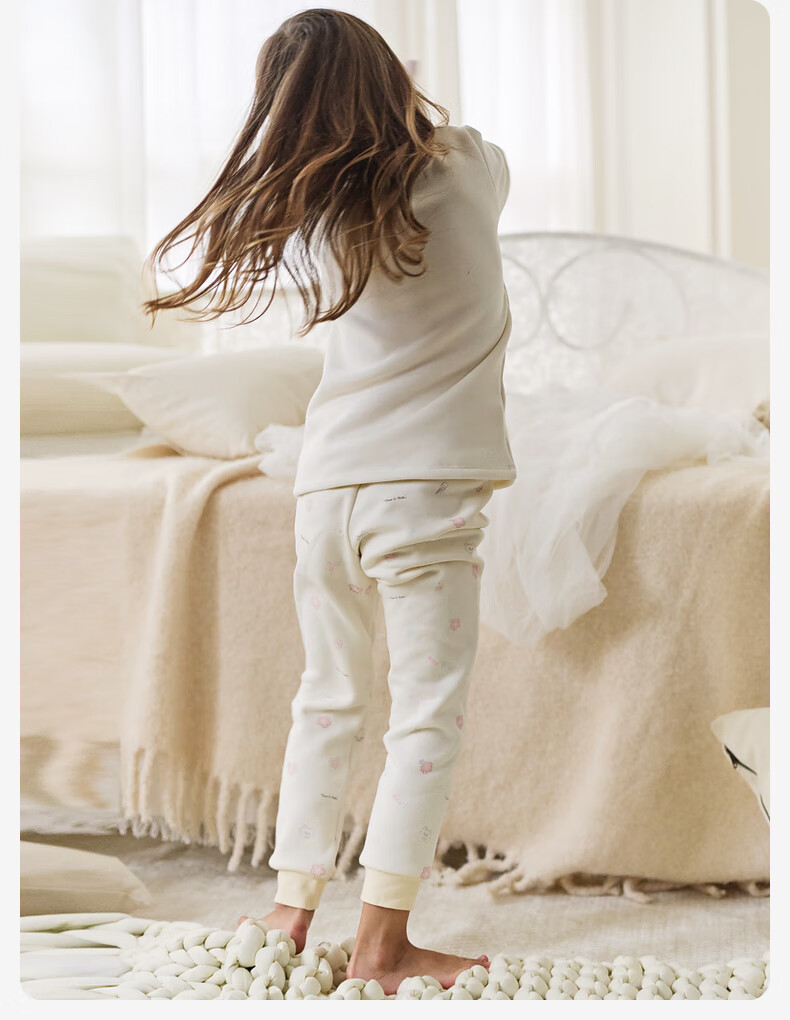 DAVE & BELLA Kids Thermal Underwear Set Autumn Winter Boys Girls Homewear Fleece Lined Pajamas 3