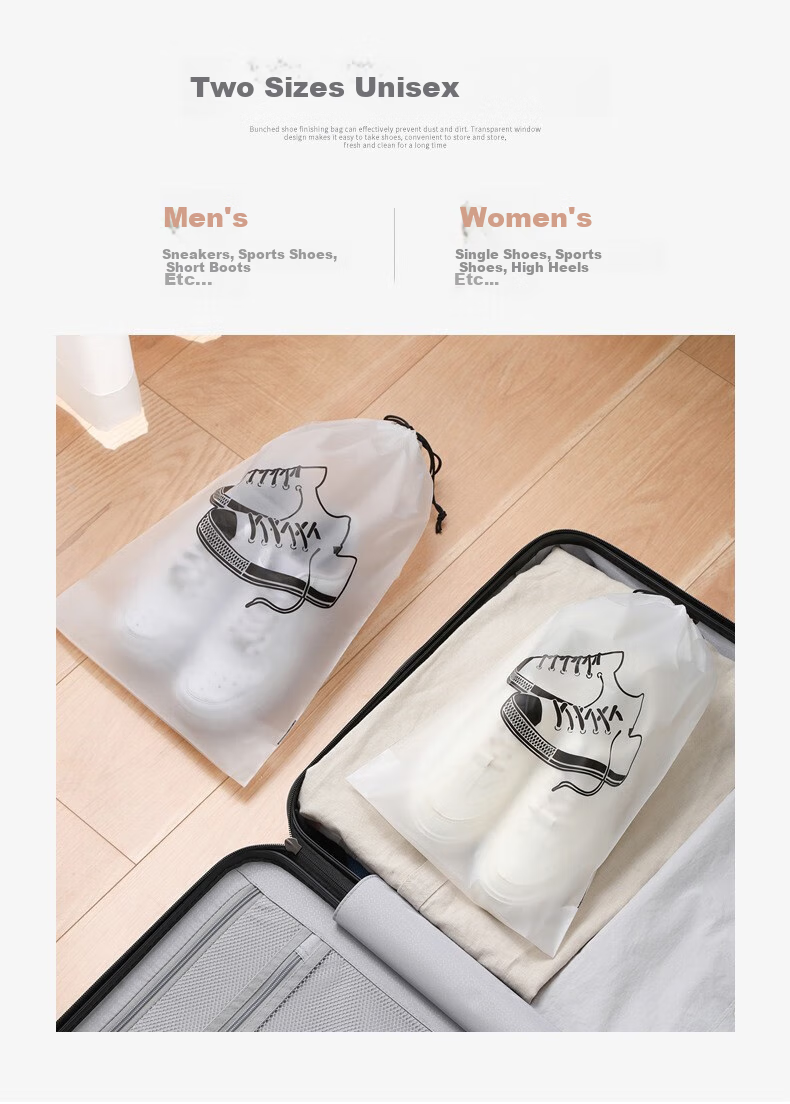 Kelianghuizi Travel Drawstring Storage Bags for School Dorm Organization, Shoe Organizer Pouches, Large 5 Medium 5 Small 10 Pack, Little Cow 6