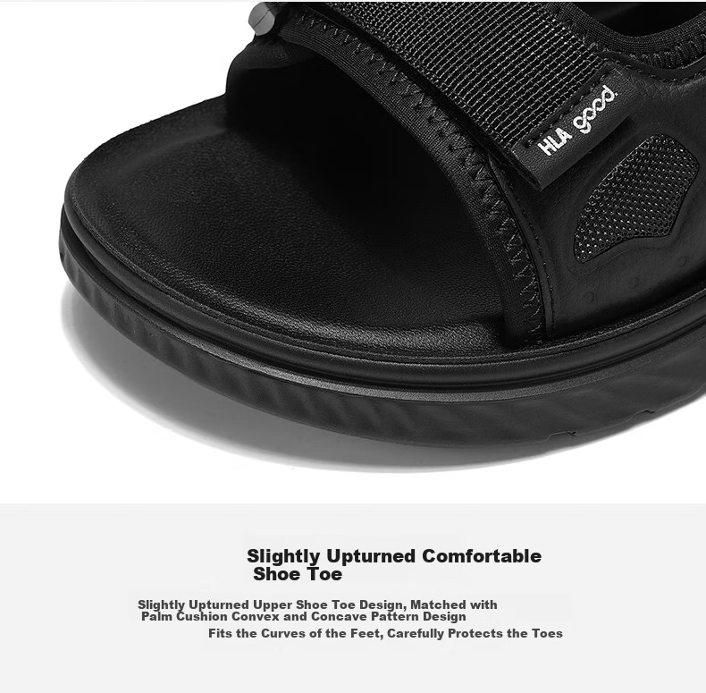 HLA Men's Versatile Comfortable Outdoor Beach Shoes, Breathable Lightweight Casual Sandals, T083 Black Size 41 11