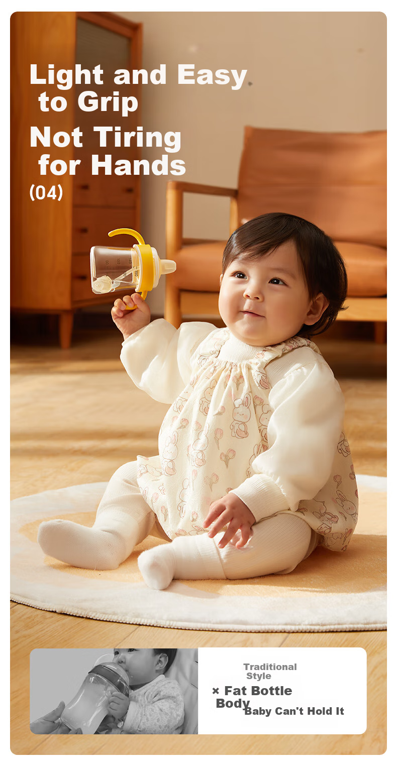 Huangchong Good Suction Learning Cup for Babies over One Year Old with Straw, Milk Bottle, Anti-Choking Direct Drinking Cup, 330ml 7