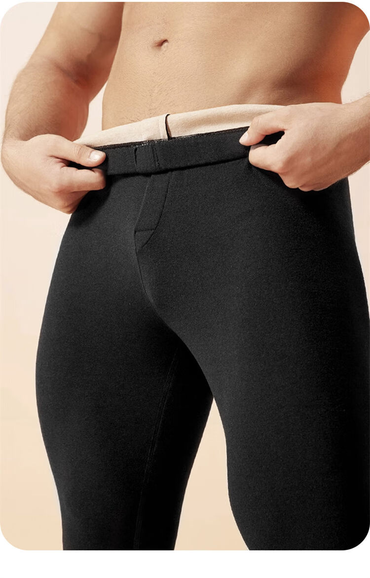 LangSha Men's Thermal Pants Autumn Winter Double-Sided Fleece Thickened Loose Plus Size Cotton Base Layer Pants 2-Pack 4
