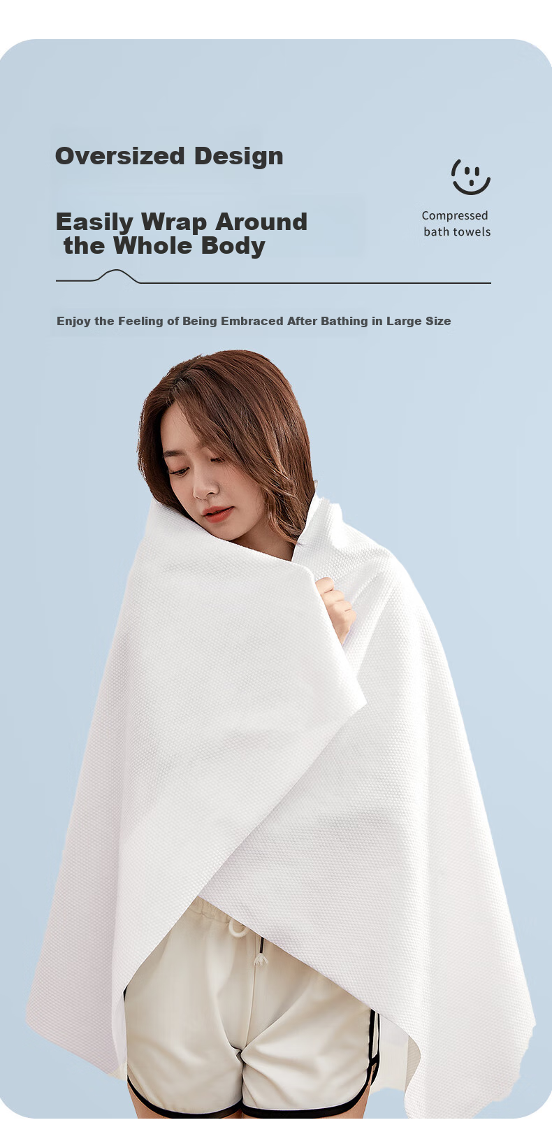 JOYTOUR Disposable Cotton Bath Towel Set, Portable Thick Large Cotton Towels for Business Trips And Hotels, 30*50+50*80 Cm 1