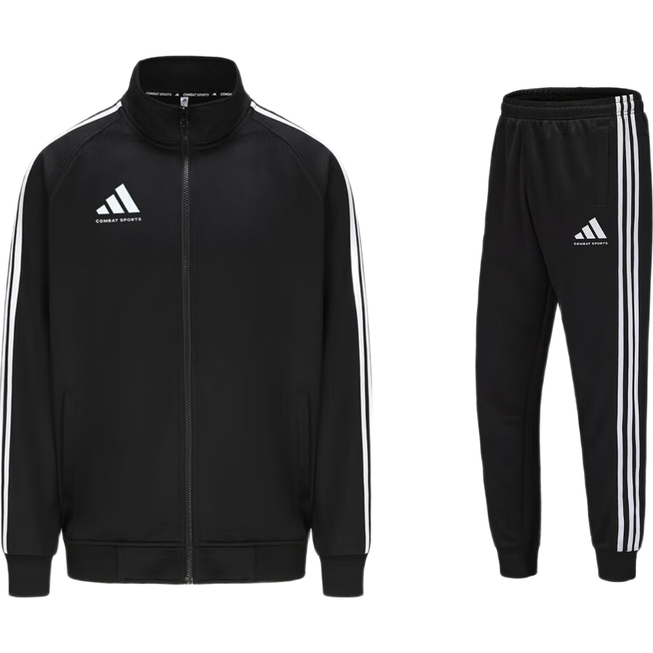 Adidas Men's Spring Running Sportswear Set, Windproof Jacket And Leggings Two-Piece Suit, Black And White, Size L