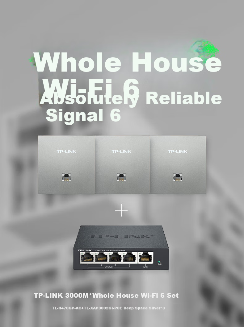 TP-LINK AX3000 Wireless Panel AP Router Set, Whole-House WiFi 6 Mesh Networking, Dual-Band Gigabit, Large-Sized Home, Distributed 1-To Silver Easy-Expand Ultra-Thin Kit 1