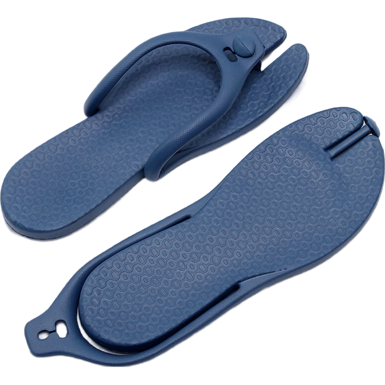 Guoluofi Travel Foldable Slippers Lightweight Non-Slip Portable Beach Shower Slippers for Men Navy Blue Size 39-40