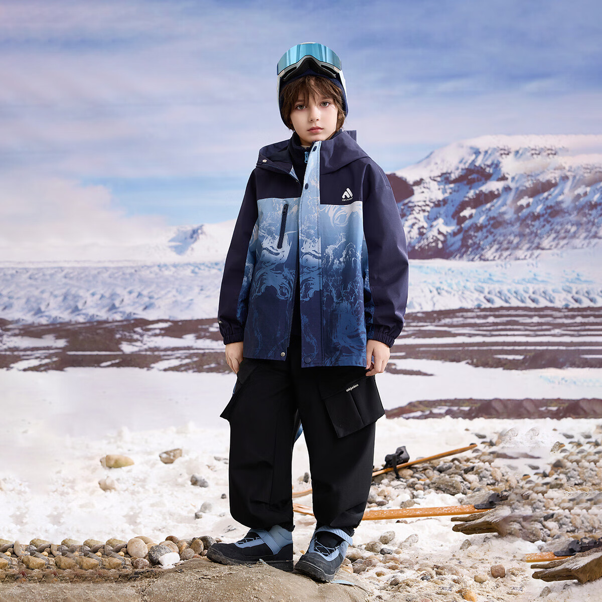 ASK JUNIOR Kids' Jacket Boys' Spring Traditional Chinese Style Outdoor Mountaineering Windproof Coat Navy Blue 130