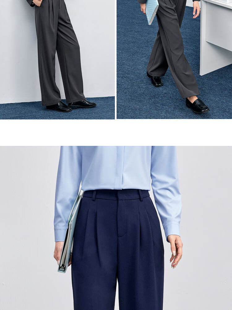 Sentubila 3D Pleated Back Waist Elastic Casual Pants for Women, Autumn Commute Interview Suit Pants, Draping Slimming Straight Wide-Leg Trousers 4