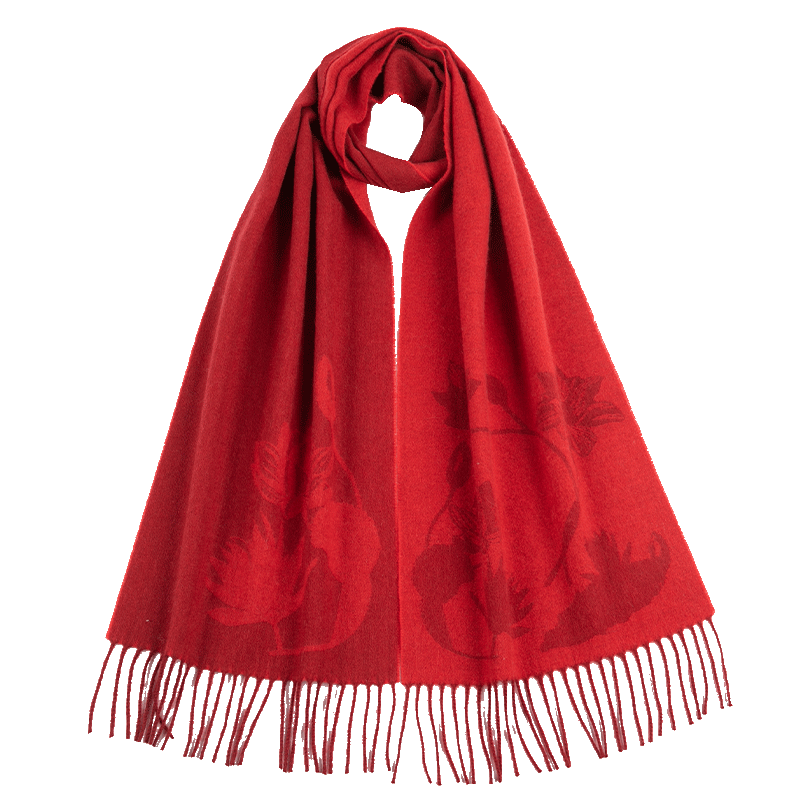 Hengyuanxiang Women's Cashmere Scarf Autumn Winter Double-Sided Warm Wool Neck Warmer Qi Ji Red Birthday New Year Gift
