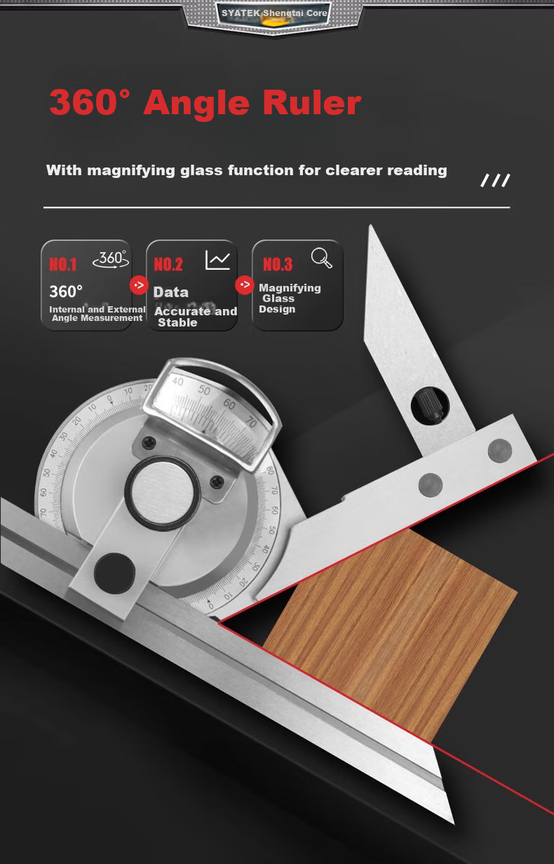 SYNTEK Universal Angle Stainless Steel Measuring Ruler 0-320° Angle Gauge Protractor 8