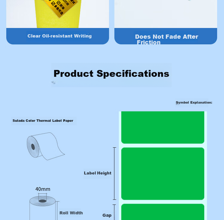 Surada 60x40mmx800 Colored Thermal Label Paper, Pink Thermal Paper, Colored Label Paper, Colored Thermal Printing Paper, Self-Adhesive Label Roll, BQ-0165 11