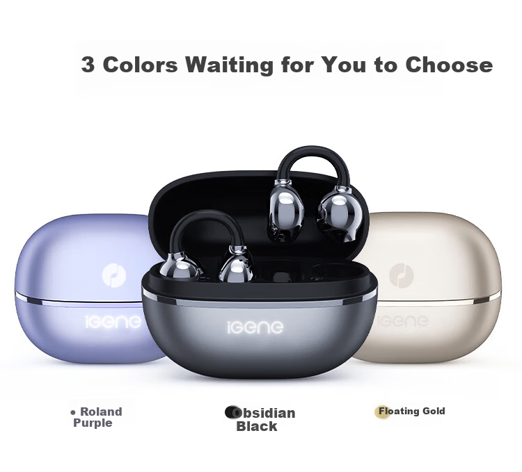 IGene [Sound Quality And Appearance 0 Negative Reviews] Ear Clip Bluetooth Headphones, Open-Ear, Non-In Music Sports Long Battery Life Bone Conduction Concept Suitable for OPPO Huawei Vivo OnePlus 20