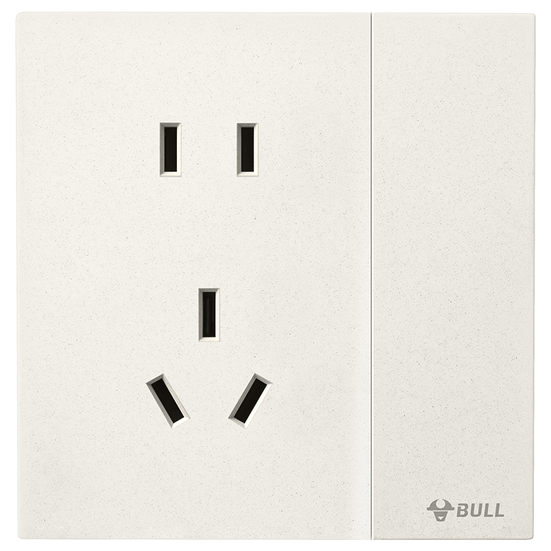 BULL G57 Butterfly Ultra-Thin One-Gang Double-Control Five-Hole Switch Socket with Switch G57E334 Flower Rock White Concealed Installation