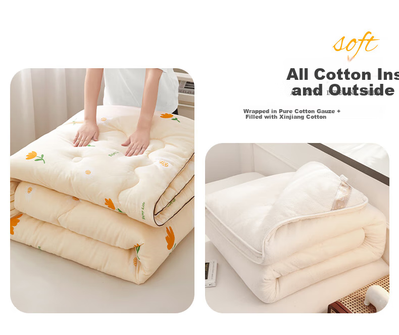 Yunjin 100% Pure Cotton Xinjiang Cotton Quilt, All-Cotton Comforter, Autumn And Winter Duvet, 6 Jin Weight, 200x230cm Floral Scent 4